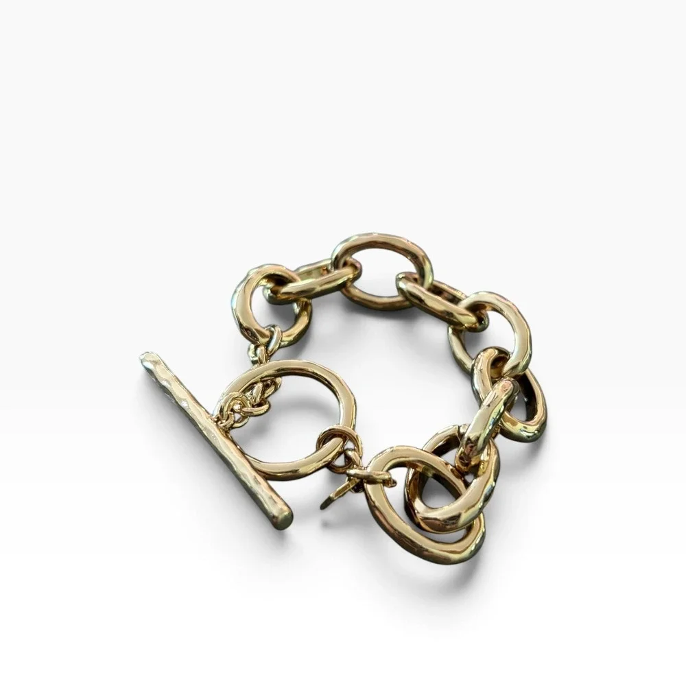 Banana Republic Gold Tone Chunky Oval Chain Link Toggle Bracelet 489286-00-1